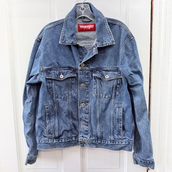 Wrangler Other - Vintage Wrangler Hero Denim Jean Jacket Mens Medium Blue Trucker MJMM30072A